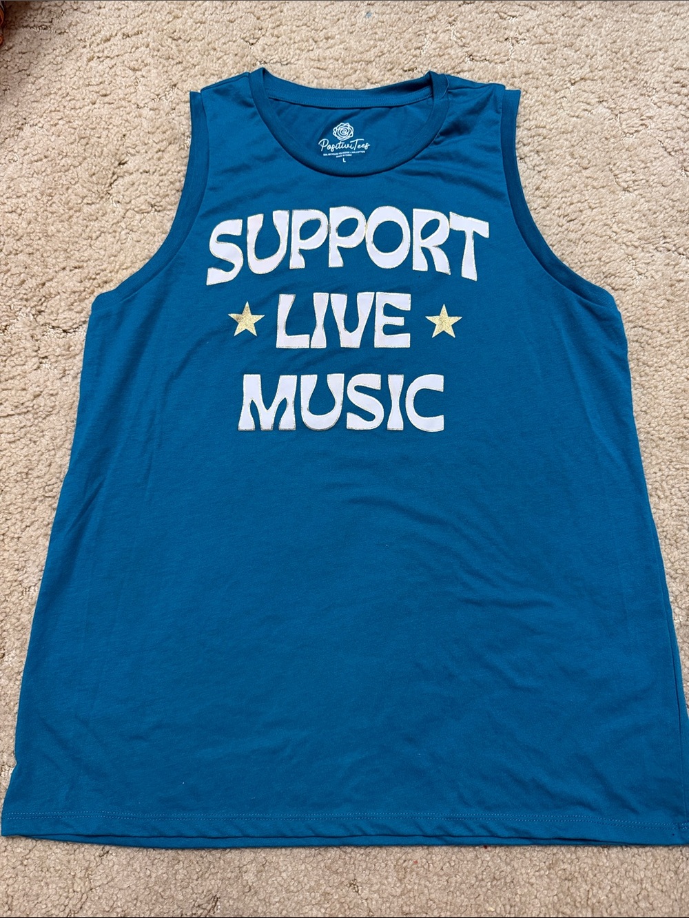 Support Live Music Teal Graphic Tank